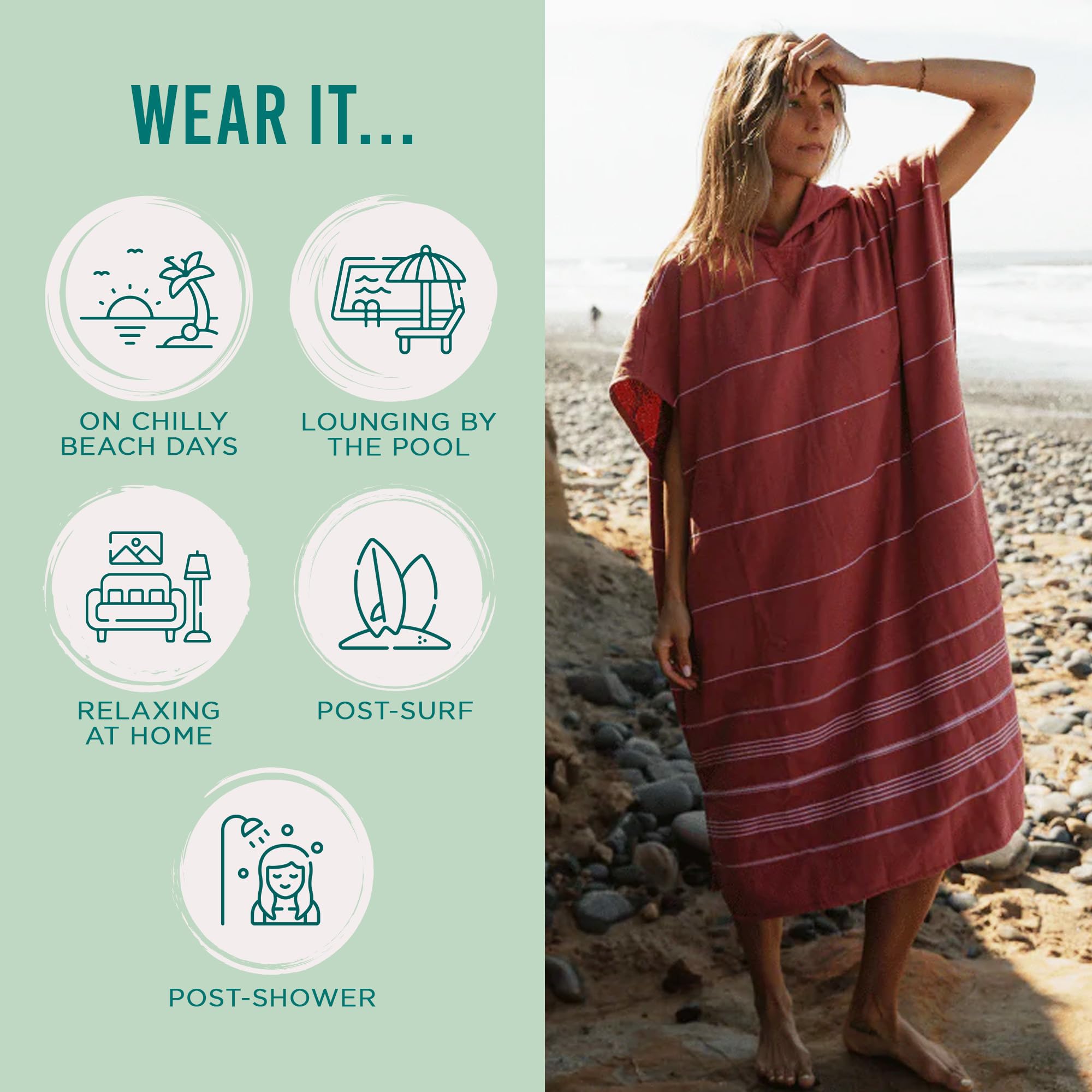 Sand Cloud Beach Cover Up for Women - Bathing Suit & Swimsuit Cover-Up Womens Poncho with Comfortable Fit for Post Swim - Image 3