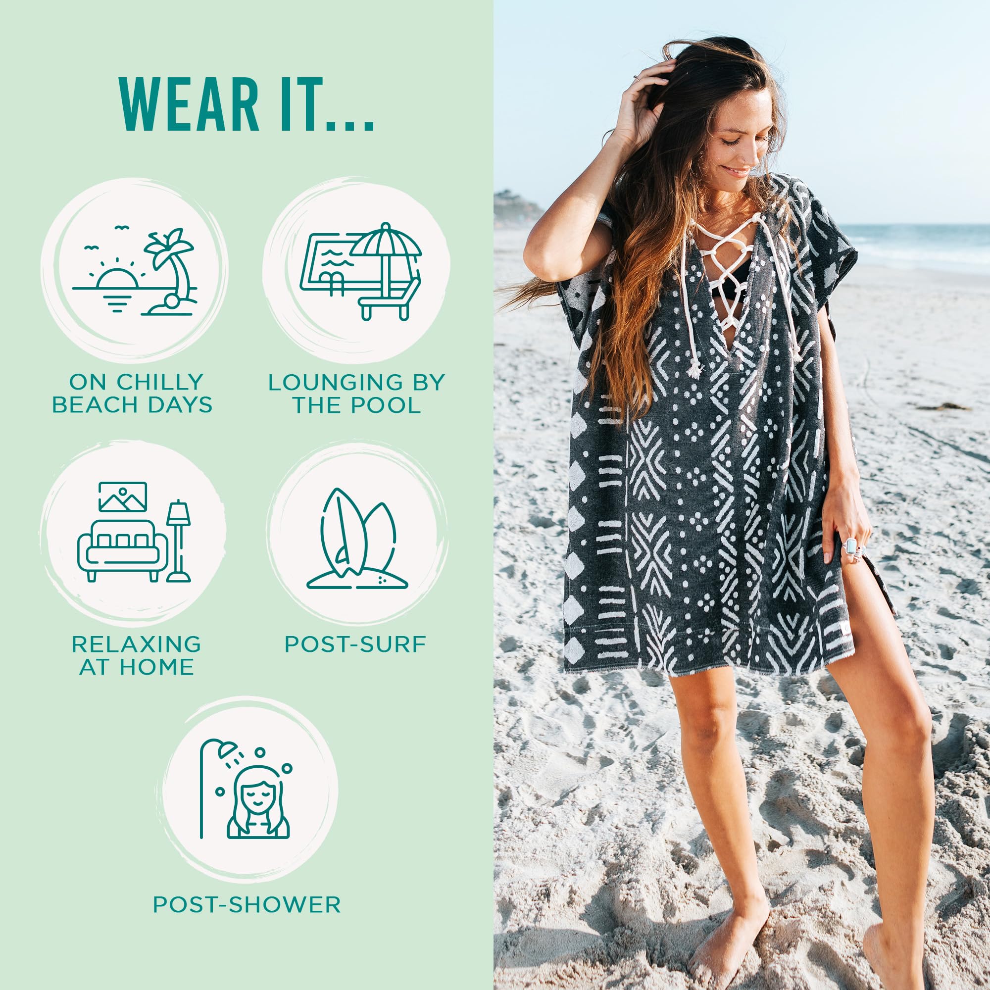 Sand Cloud Beach Cover Up for Women - Bathing Suit & Swimsuit Cover-Up Womens Poncho with Comfortable Fit for Post Swim - Image 3