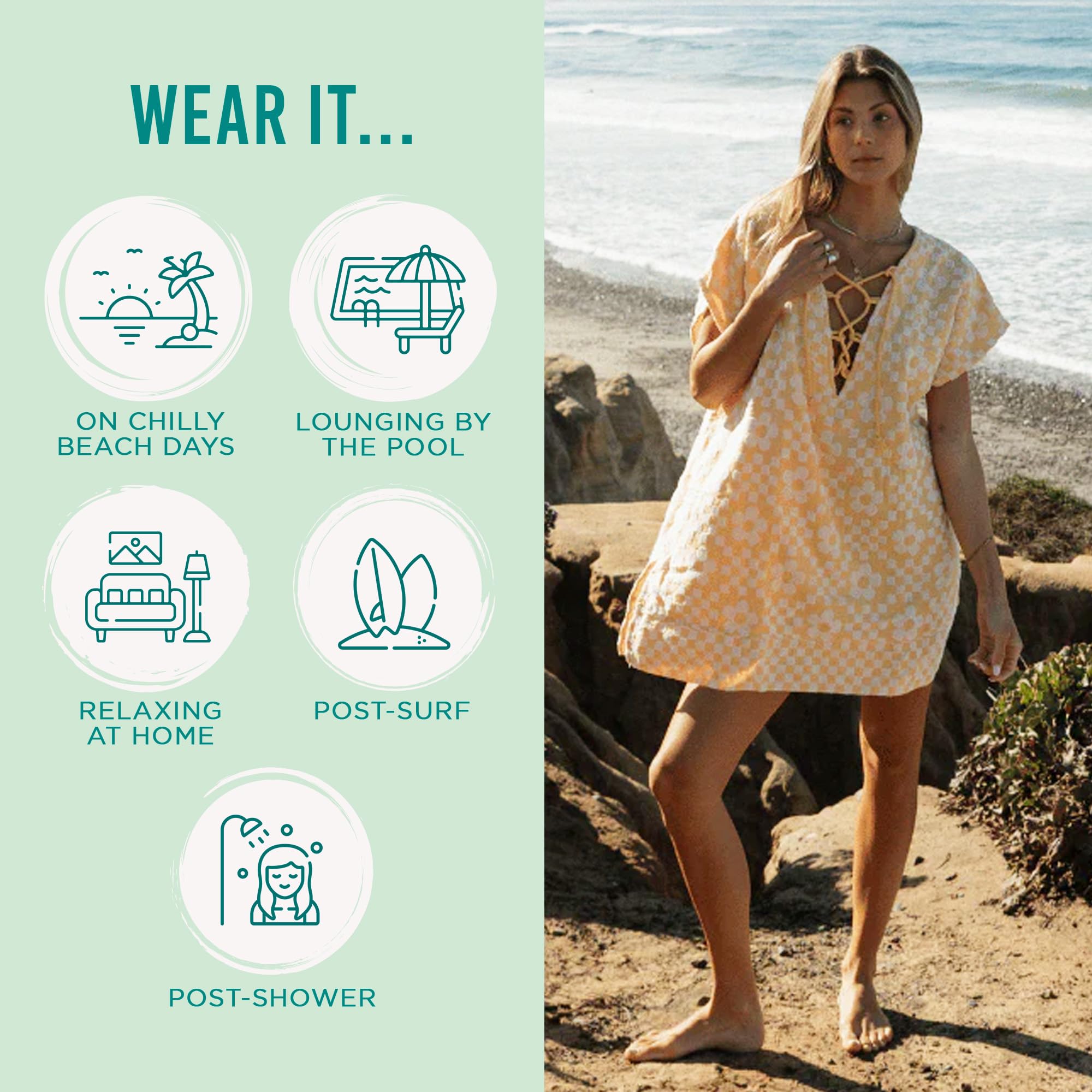 Sand Cloud Beach Cover Up for Women - Bathing Suit & Swimsuit Cover-Up Womens Poncho with Comfortable Fit for Post Swim - Image 3