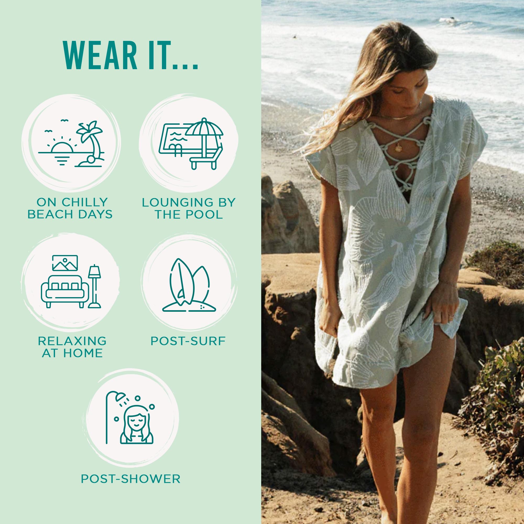 Sand Cloud Beach Cover Up for Women - Bathing Suit & Swimsuit Cover-Up Womens Poncho with Comfortable Fit for Post Swim - Image 3