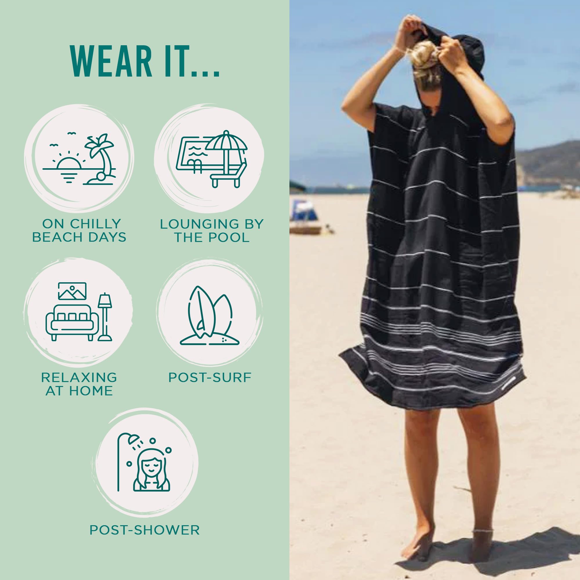 Sand Cloud Beach Cover Up for Women - Bathing Suit & Swimsuit Cover-Up Womens Poncho with Comfortable Fit for Post Swim - Image 3