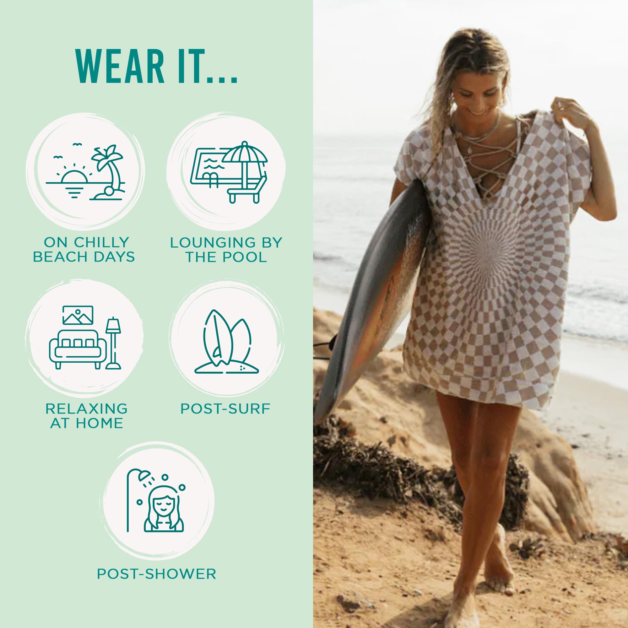 Sand Cloud Beach Cover Up for Women - Bathing Suit & Swimsuit Cover-Up Womens Poncho with Comfortable Fit for Post Swim - Image 3