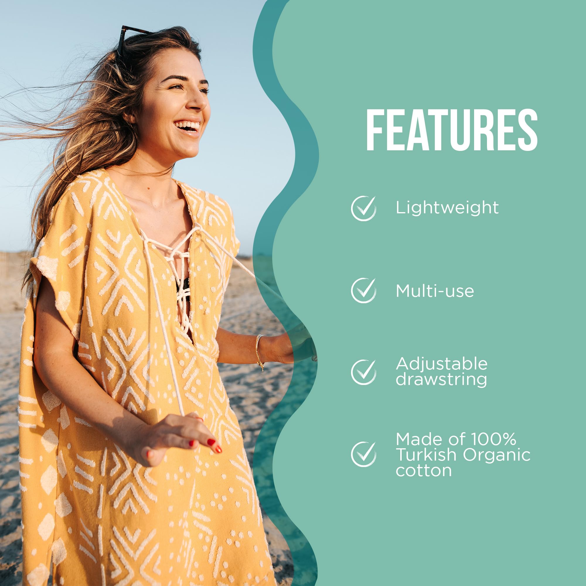 Sand Cloud Beach Cover Up for Women - Bathing Suit & Swimsuit Cover-Up Womens Poncho with Comfortable Fit for Post Swim - Image 5