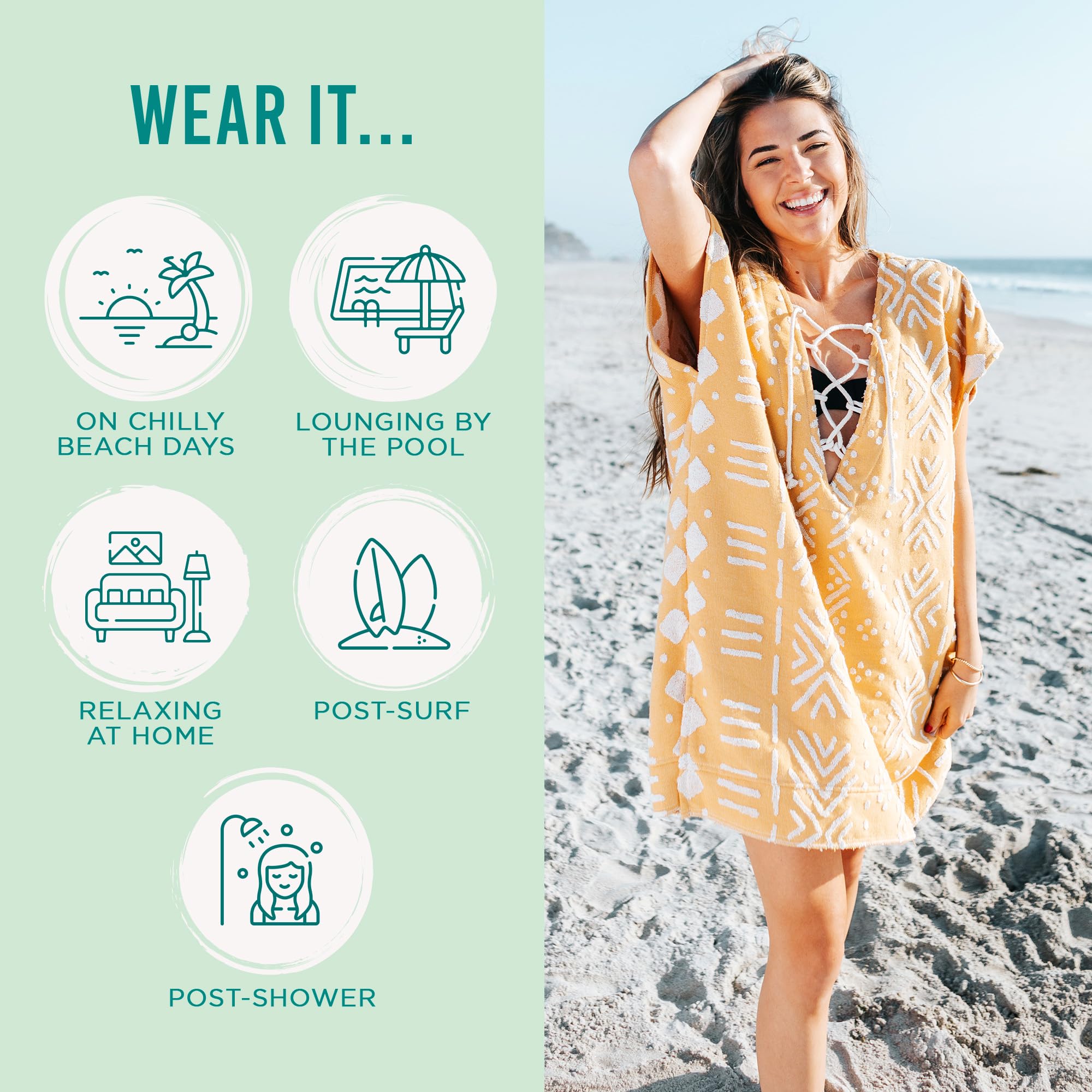 Sand Cloud Beach Cover Up for Women - Bathing Suit & Swimsuit Cover-Up Womens Poncho with Comfortable Fit for Post Swim - Image 3