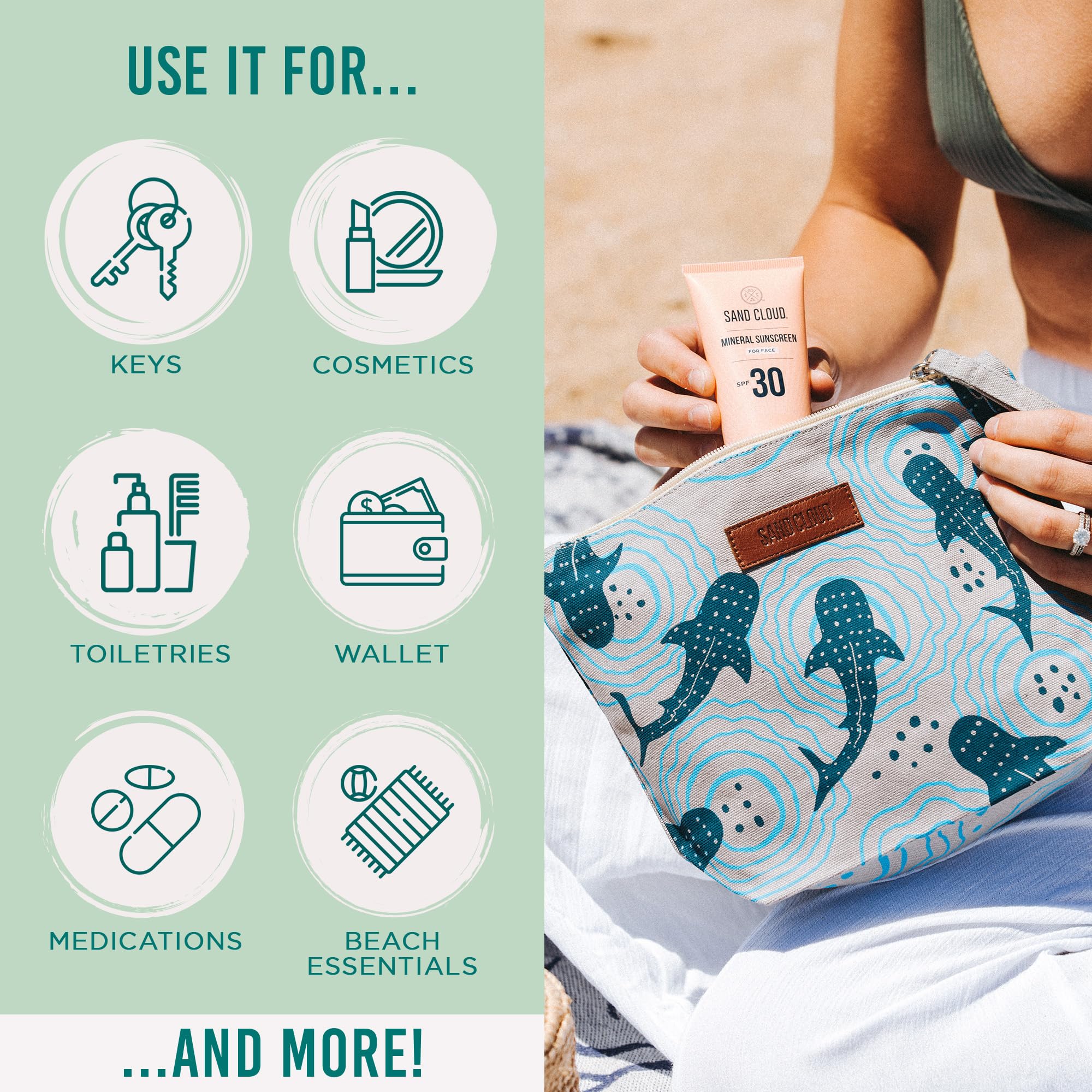 Sand Cloud Canvas Beach Tote Bags for Women - Image 3