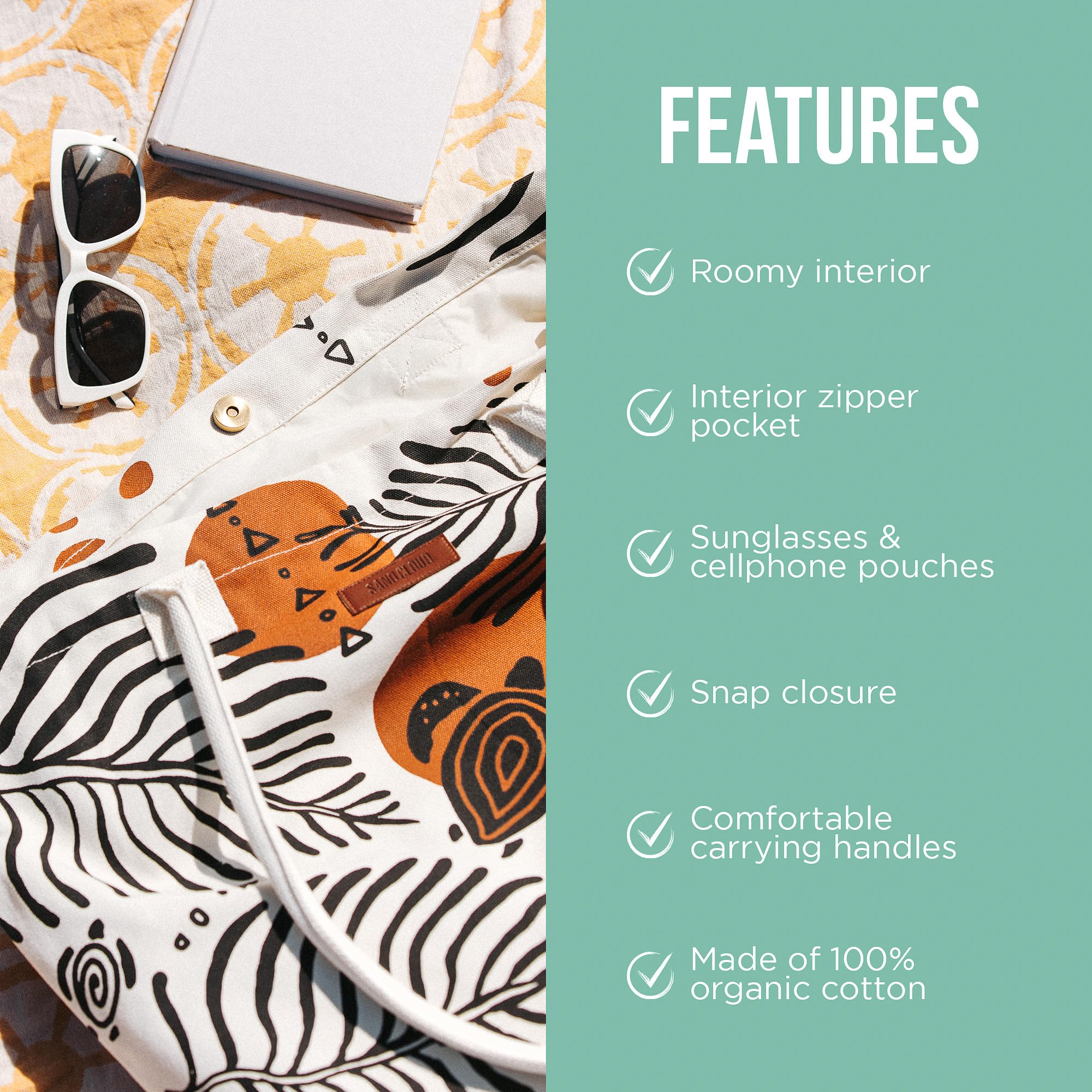 Sand Cloud Canvas Beach Tote Bags for Women - Image 5