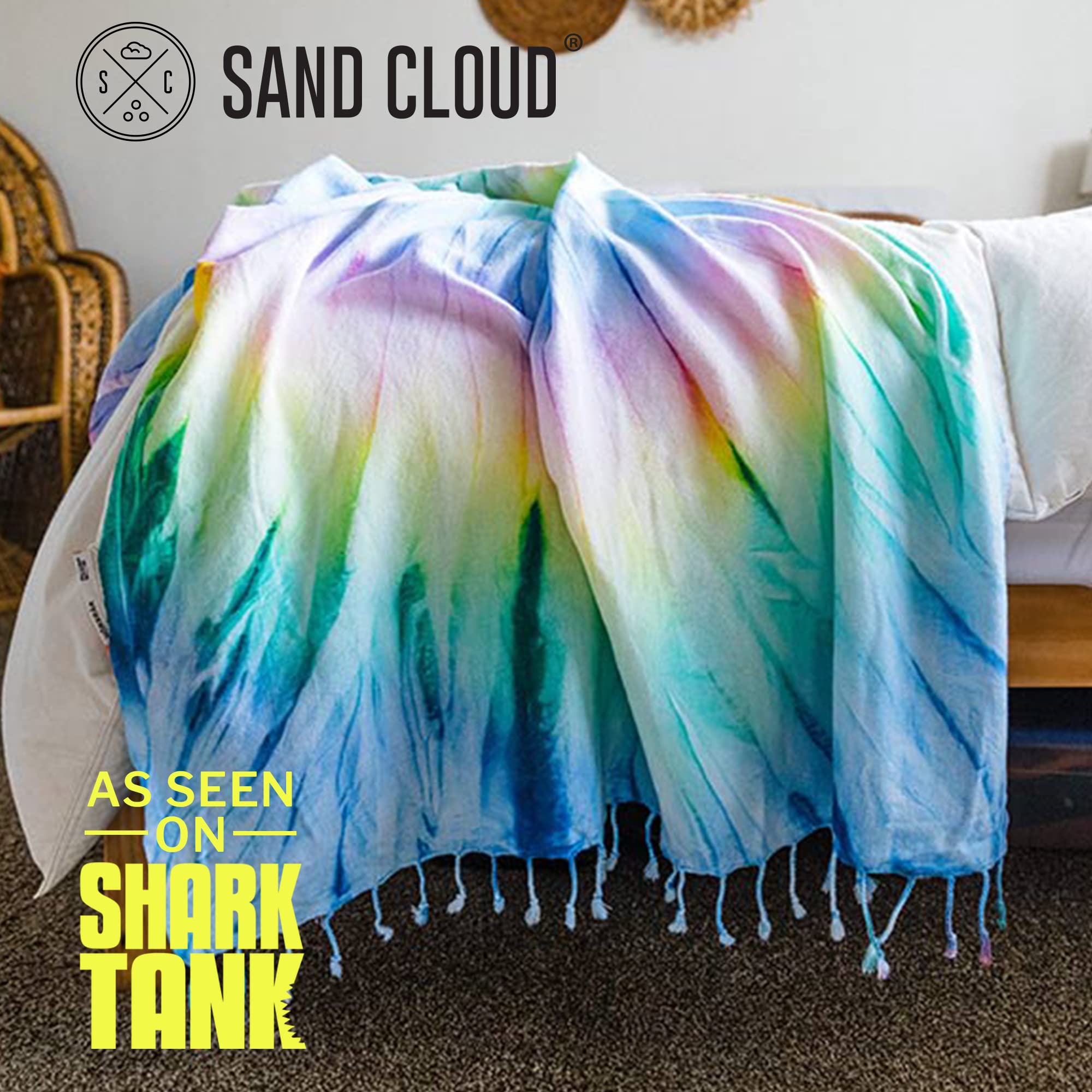 Sand Cloud Extra Large Turkish Beach Towel - Sand Free - 100% Organic Turkish Cotton Yarn - Quick Dry Towel for Beach, Picnic Blanket or Throw - As Seen on Shark Tank - Tie Dye (Wanderlust) - Image 5