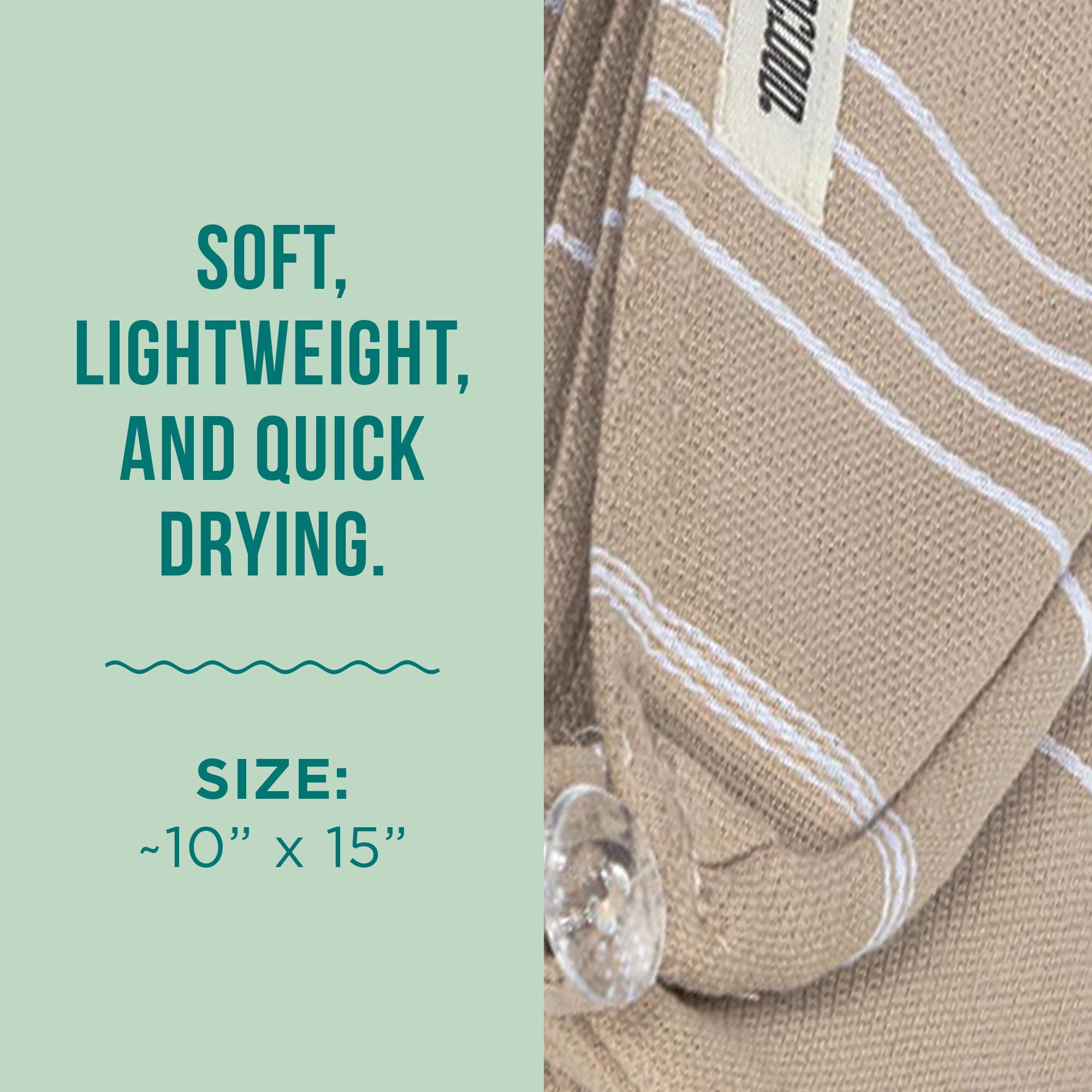 Sand Cloud Hair Towel Wrap for Women & Men, (Sand, Classic) - 100% Turkish Cotton Quick Hair Drying Towel Wrap - Absorbent Half Terry Weave Hair Plop Head Towel Wrap with Binding Edge - Image 3