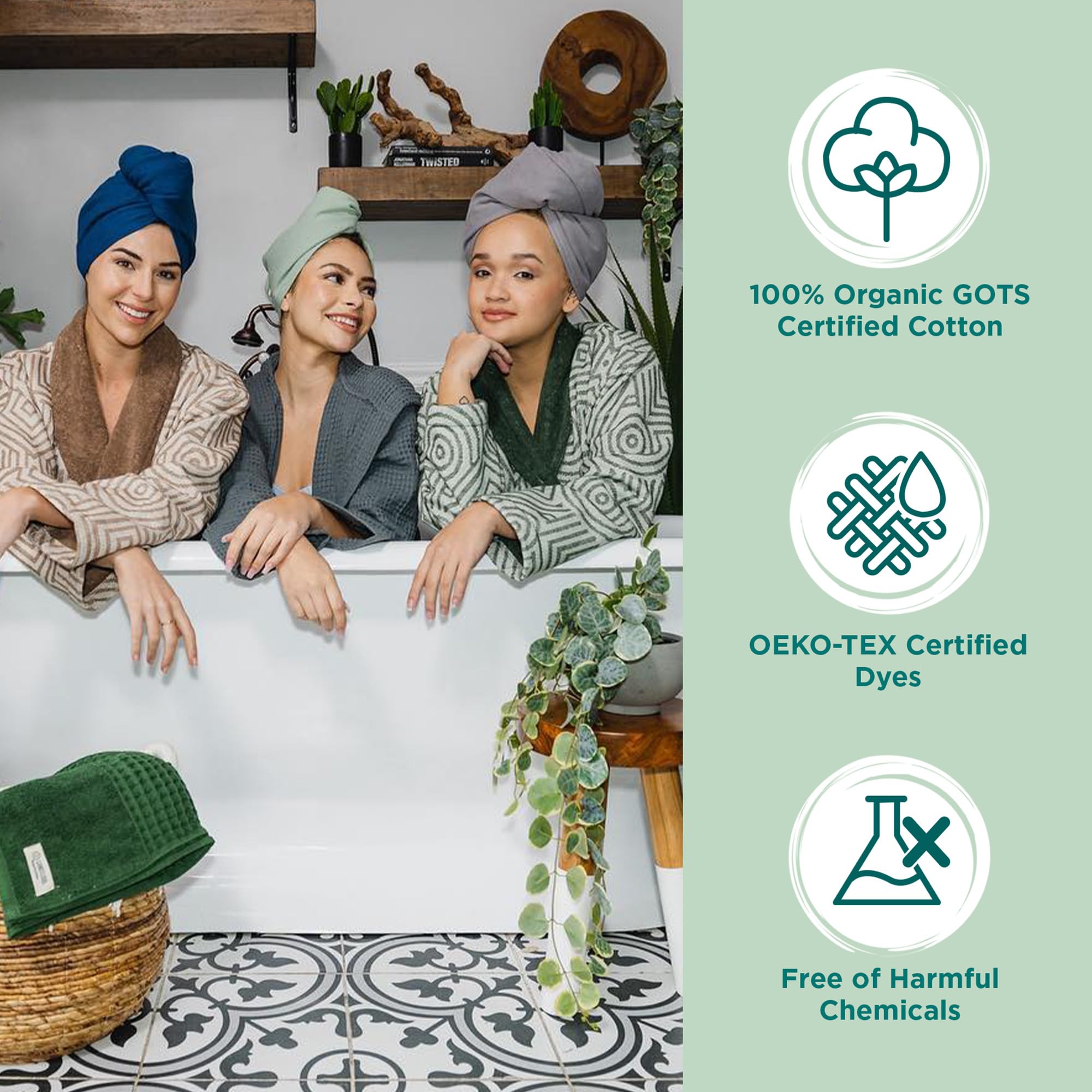 Sand Cloud Hair Towel Wrap for Women & Men, (Sand, Classic) - 100% Turkish Cotton Quick Hair Drying Towel Wrap - Absorbent Half Terry Weave Hair Plop Head Towel Wrap with Binding Edge - Image 5