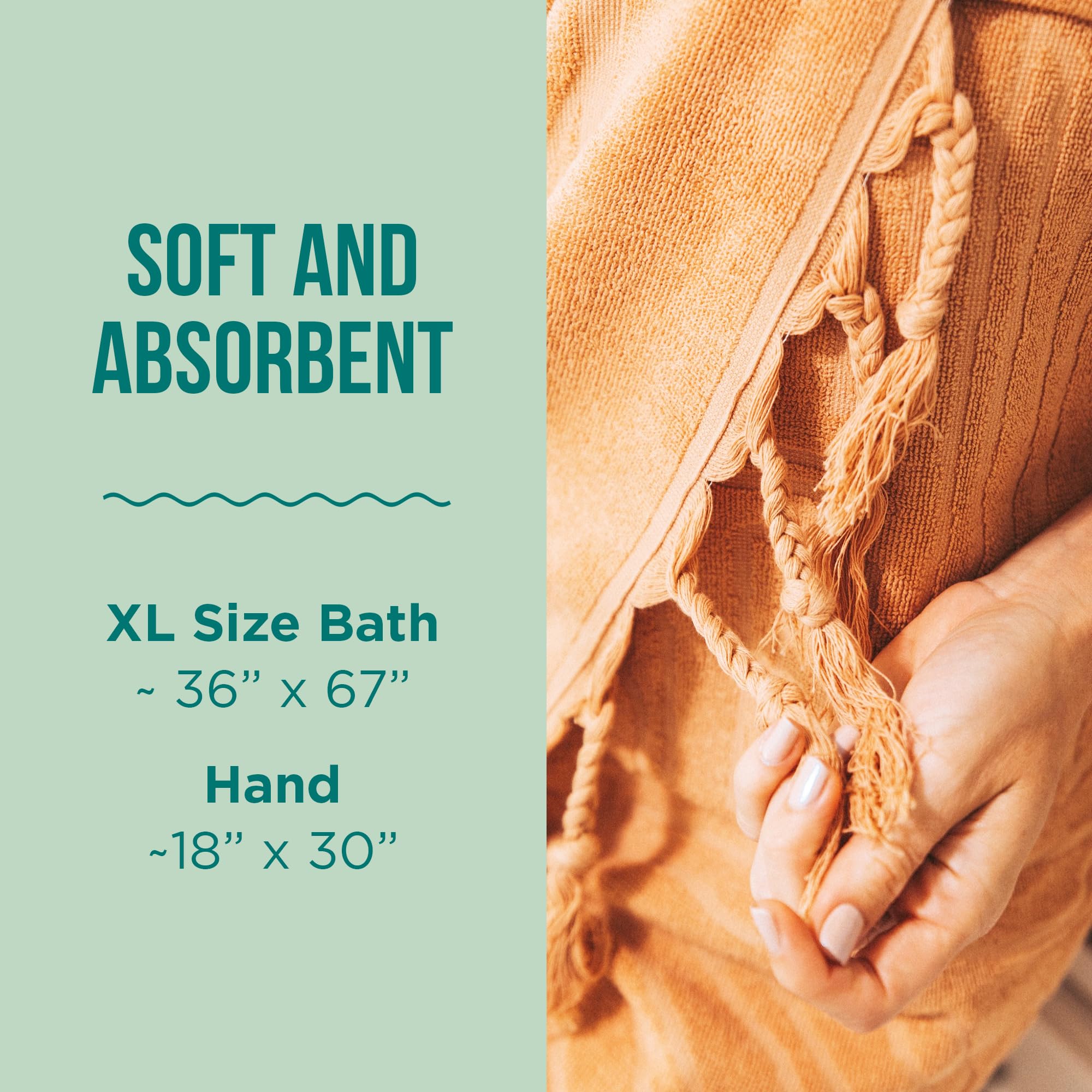 Sand Cloud Turkish Bath Towels Bundle for Bathroom, Set of 4 (Daze, Beige) - Large Size - 100% Certified Organic Cotton Yarn is Lightweight, Soft & Absorbent - Premium Bath & Hand Towels Dry Faster - Image 3