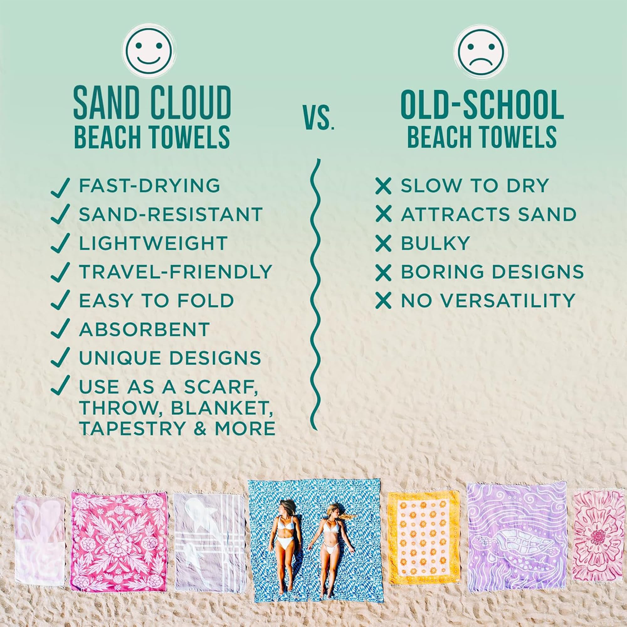 Sand Cloud Turkish Beach Towel - 100% Organic Cotton Turkish Bath Towels - Ultra Soft, Sand Free & Quick Dry Towel for Beach, Pool, or Picnic - As Seen on Shark Tank - Boho Terracotta - Image 4