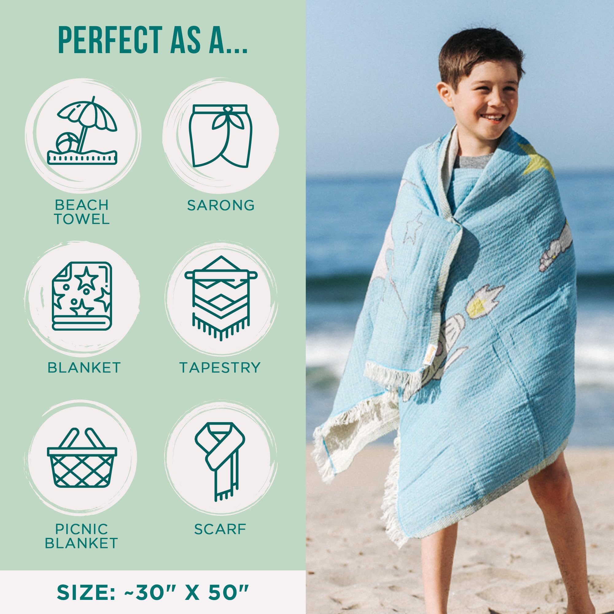 Sand Cloud Turkish Beach Towel - Disney Pixar Buzz Kids - Sand Free - 100% Certified Organic Turkish Cotton Yarn - Quick Dry Towel for Beach, Picnic, Blanket or Bath - As Seen on Shark Tank - Image 3