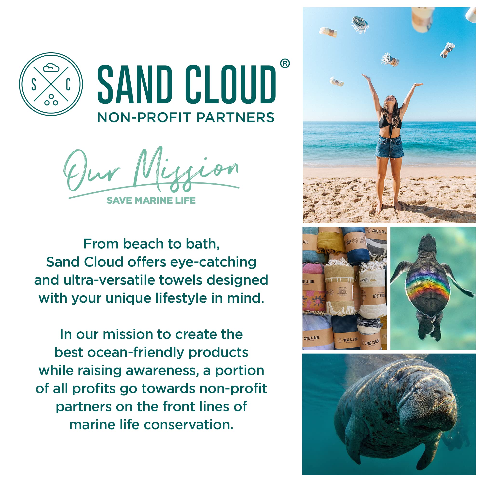 Sand Cloud Turkish Beach Towel - Sand Free - 100% Organic Turkish Cotton Yarn - Quick Dry Towel for Beach, Picnic, Blanket or Bath Towel - As Seen on Shark Tank - Marine Life (Whale Shark) - Image 6